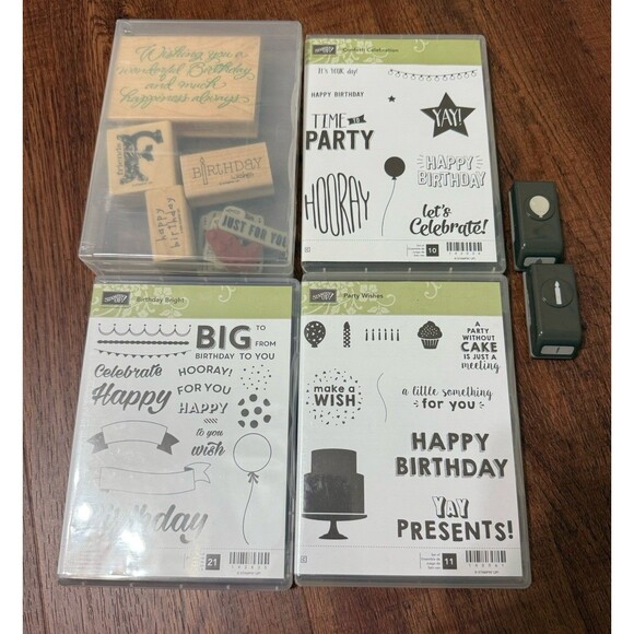Stampin' Up! Birthday Lot Bundle Stamps And Punches - Picture 1 of 7